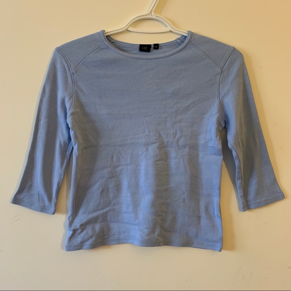 💙 Blue 3/4 Sleeve Crop Top